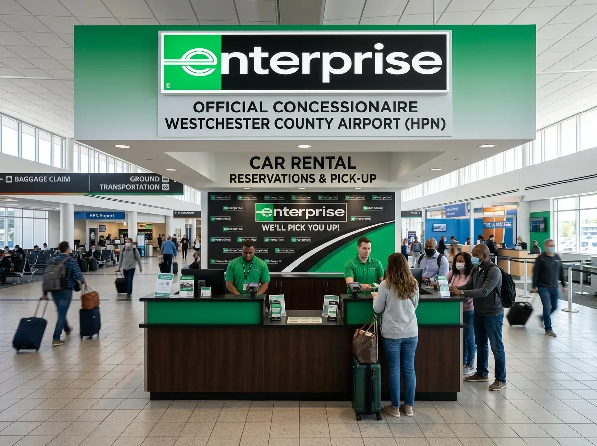 Enterprise Rent-A-Car green logo, official Westchester County Airport concession